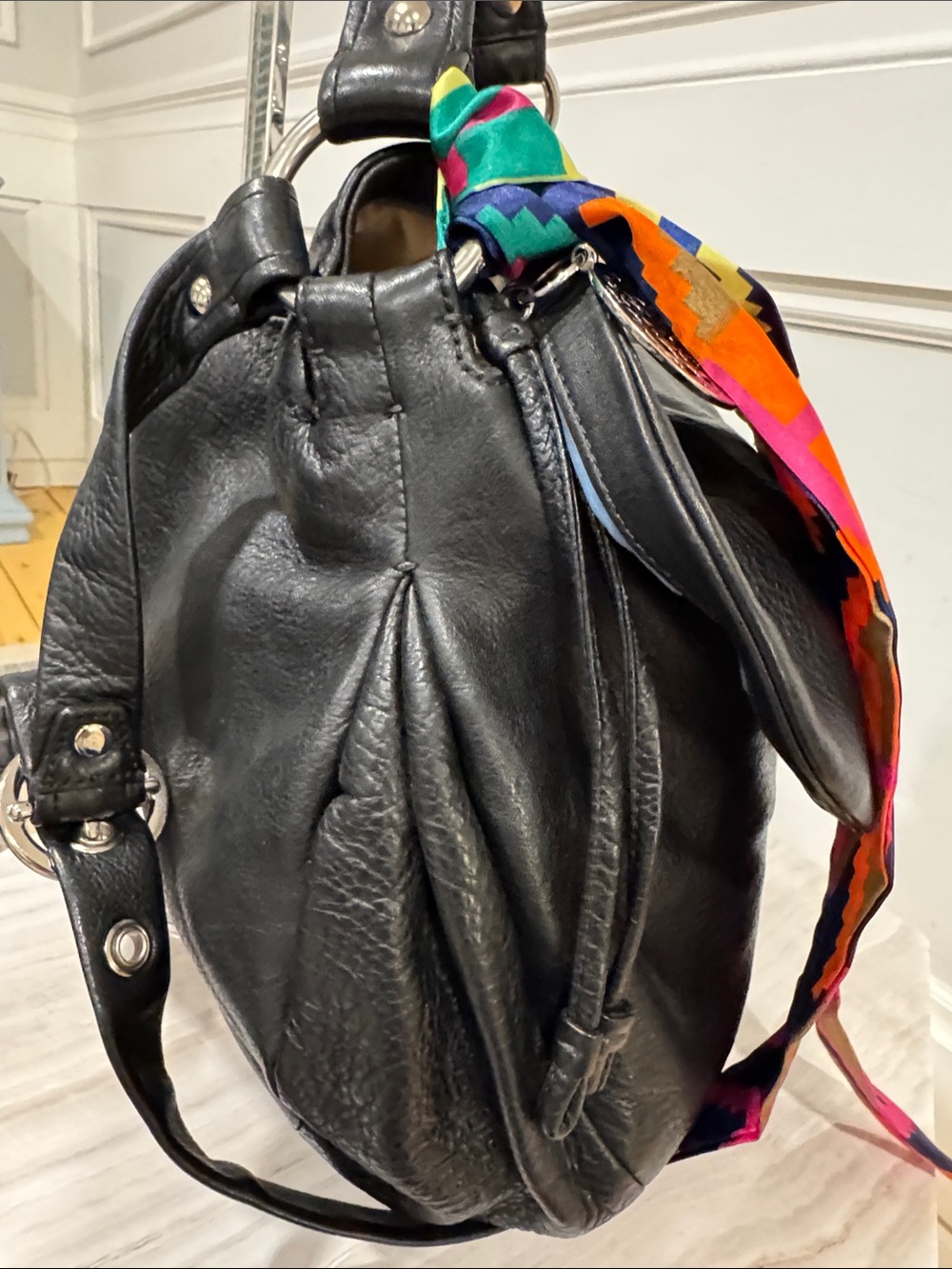 Coach Bag Ali Large Vintage Black Leather Hobo Bag - Picture 8 of 17